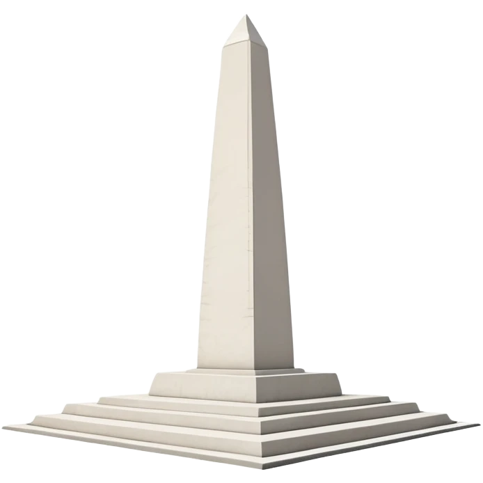 The Obelisk of Buenos Aires, a simple tall white stone monument with a pointed top, no staircase or base at the bottom, standing directly on flat ground, iconic Argentine landmark emoji