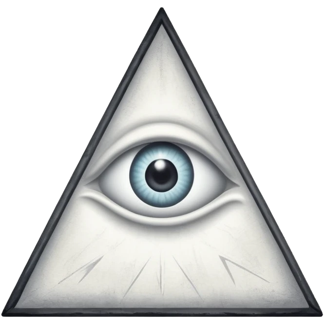 Cult logo, upside down triangle with eye in the middle, withe chalk line emoji