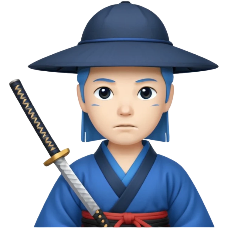 Samurais in Hat, Lone samurai in hat, blue dress emoji