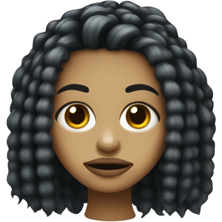 garota bonita zumbi de franja e cabelo medio preto emoji