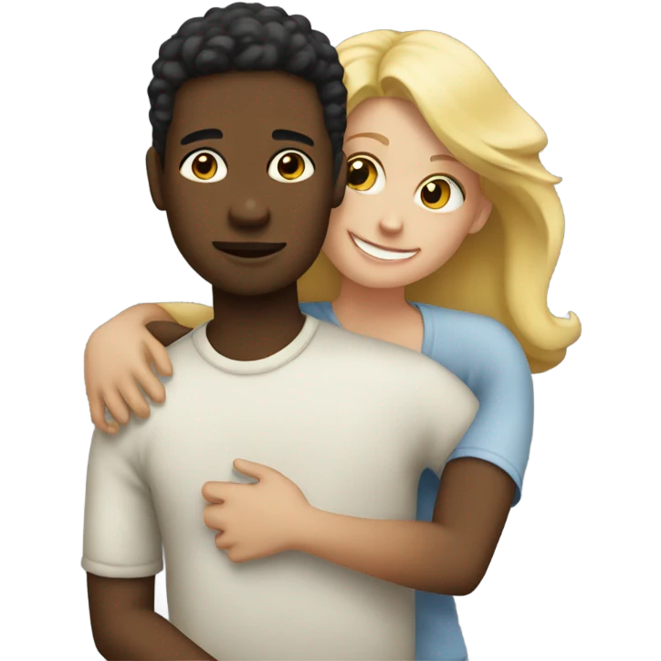 Blonde mom hugging black son emoji