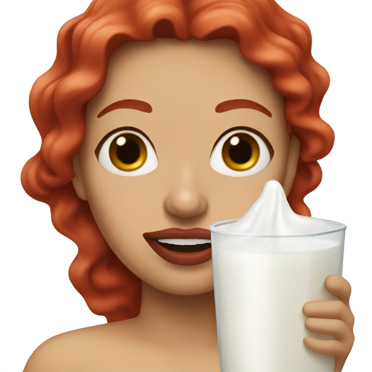 Mexican Red hair Lipstick Face covered in milk liquid emoji