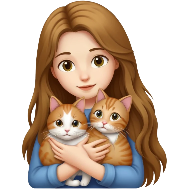 A long-haired girl holding a cat emoji