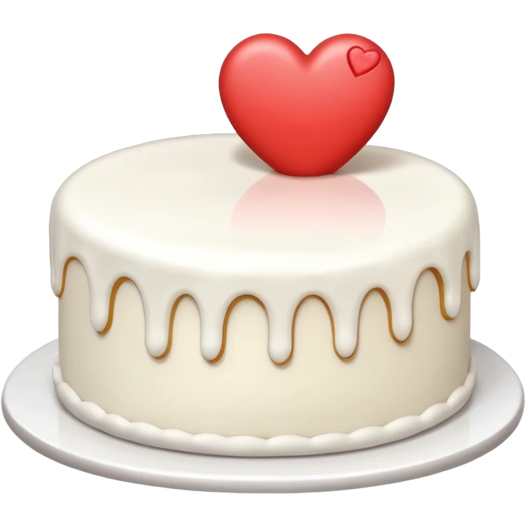 white cake with a heart decoration emoji