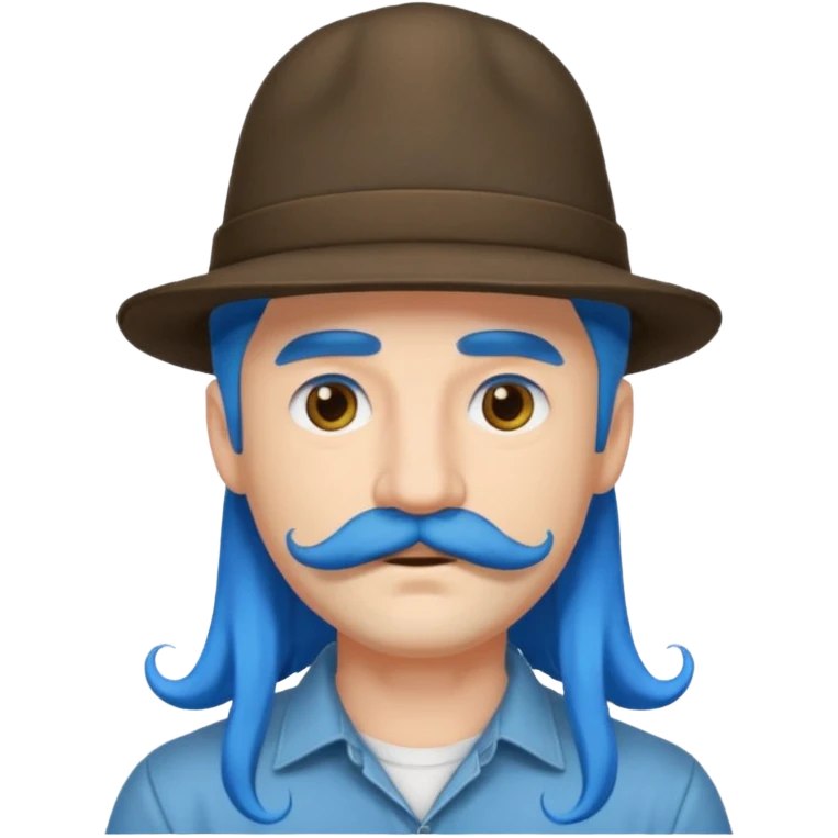 blue long haired man and hat and mustache emoji
