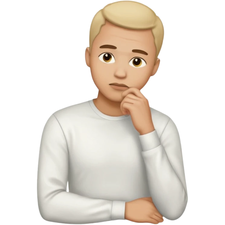 light skin man pensative, full body con la mano en el menton emoji