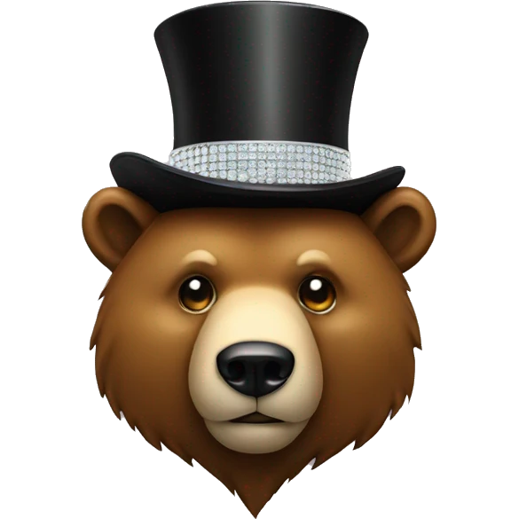 Bear head made out of diamond and wearing a top hat  emoji