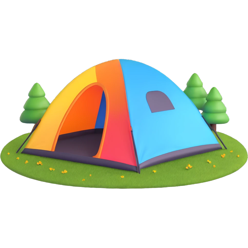 colorful dome tent on grass emoji