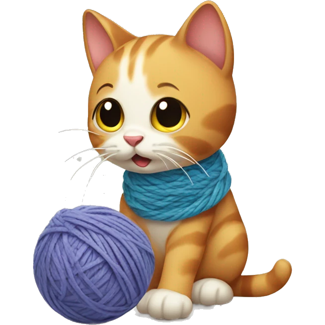 Cat playing with yarn ball  emoji
