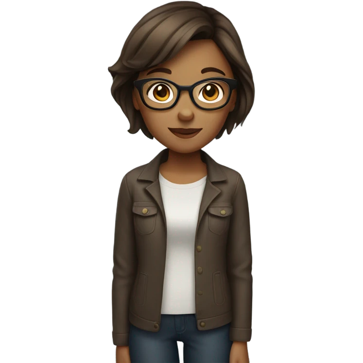Girl with glasses and short brown hair emoji