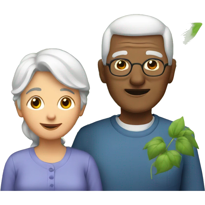 grandmother and grandfather with plants emoji