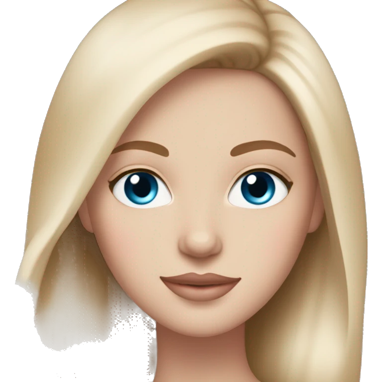 White girl with light brown hair skin care blue eyes light pink lips emoji