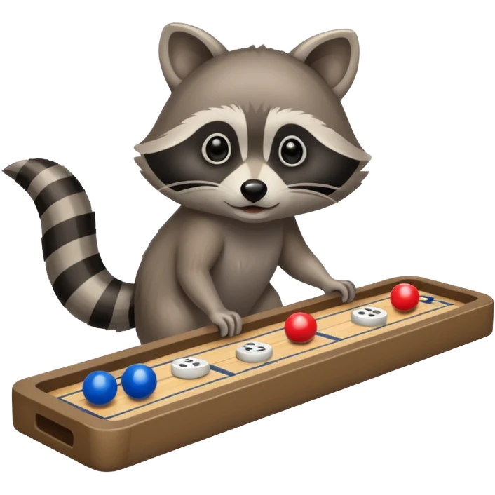 Raccoon playing deck shuffleboard emoji