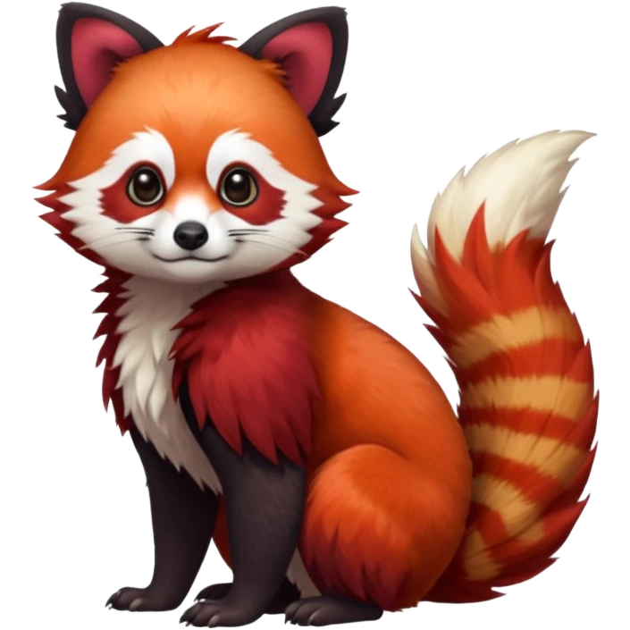 Red-Panda-Cacomistl-Red-Jay-bird-Gryphon-Trico-Furret-hybrid-fusion-Fakémon-animal emoji
