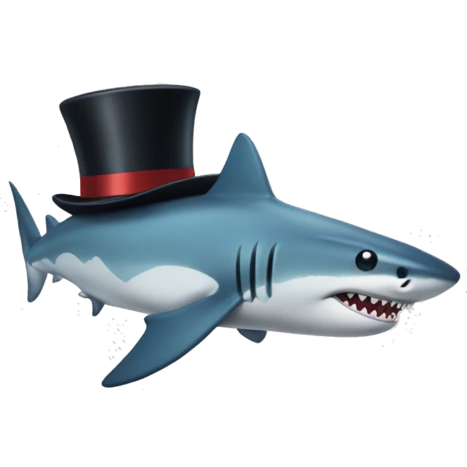 Shark with a top hat emoji