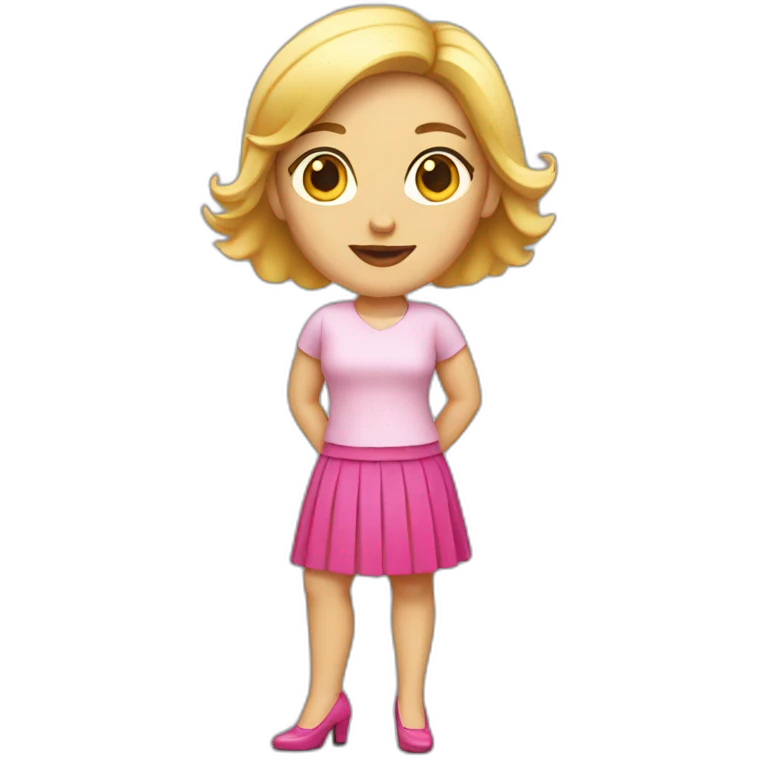 White woman in pink skirt and high heels emoji