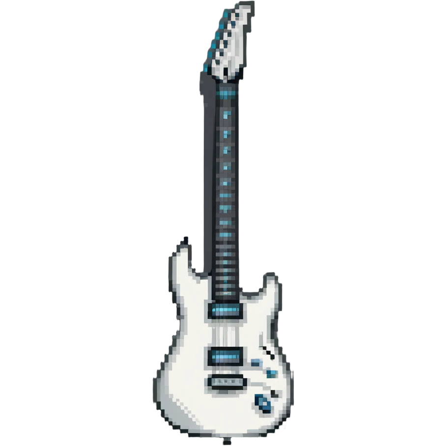 White electric guitar with sleek shiny body, black strings, and smooth neck emoji