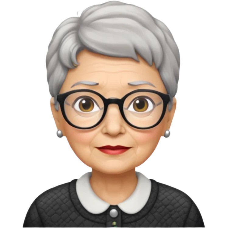 grandma, short salt and pepper hair and glasses emoji