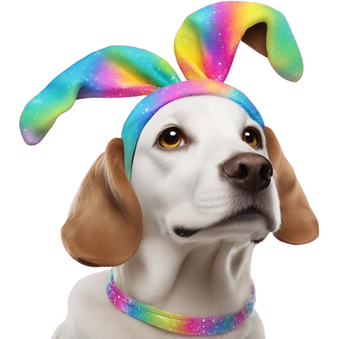 Lisa Frank Easter bunny headband on dog emoji