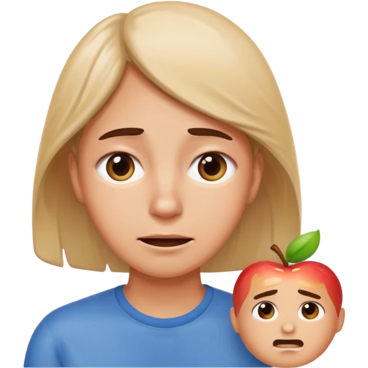 face showing stress about the future but still going with the flow, worried eyes, small tense smile, sweat drop, Apple iMessage emoji style emoji