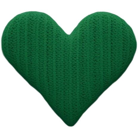 Knitted pattern in the shape of a heart and color is dark green emoji