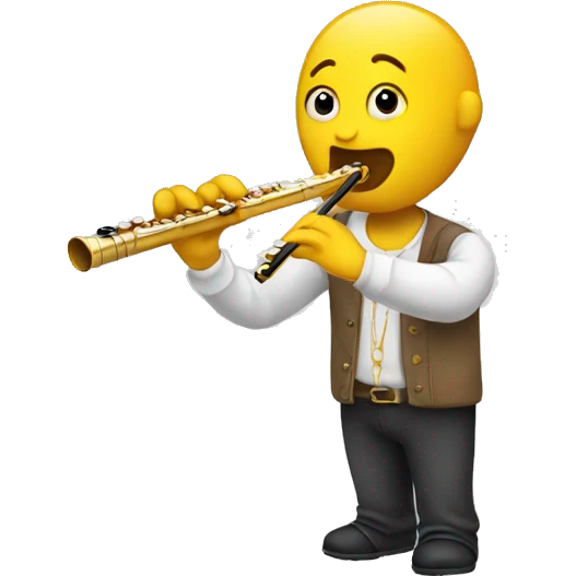 Yellow emoji playing yellow flute emoji