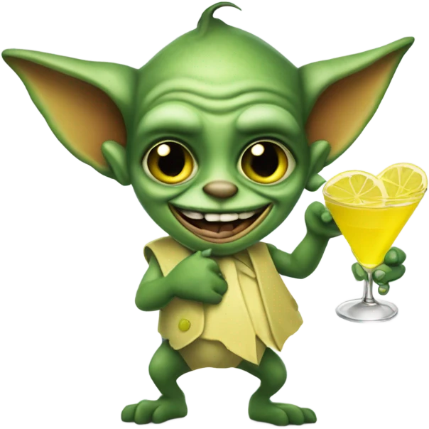 A gremlin holding a martini glass emoji