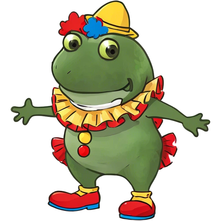 green frog dressed as a clown emoji