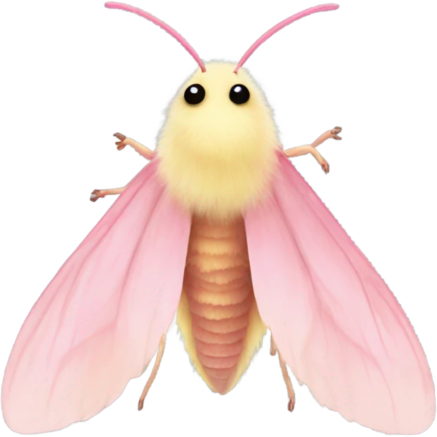Fluffy pretty Rosy maple moth no mouth emoji