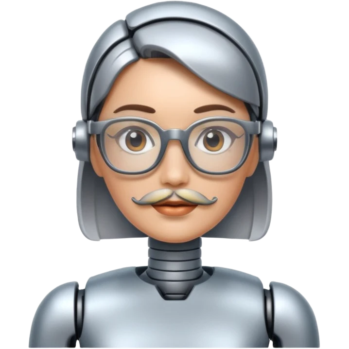 robotic woman with glasses mustache  emoji