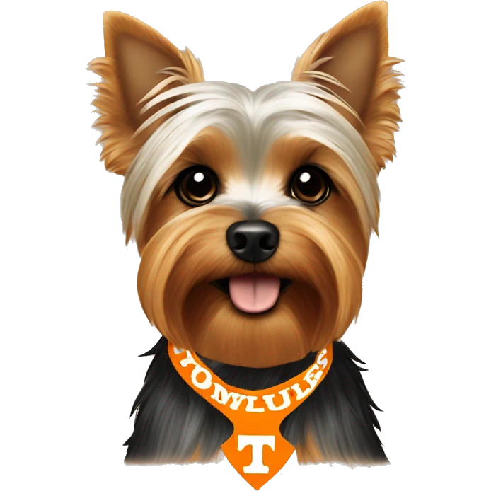 Yorkie dog wearing tn Vols bandana  emoji