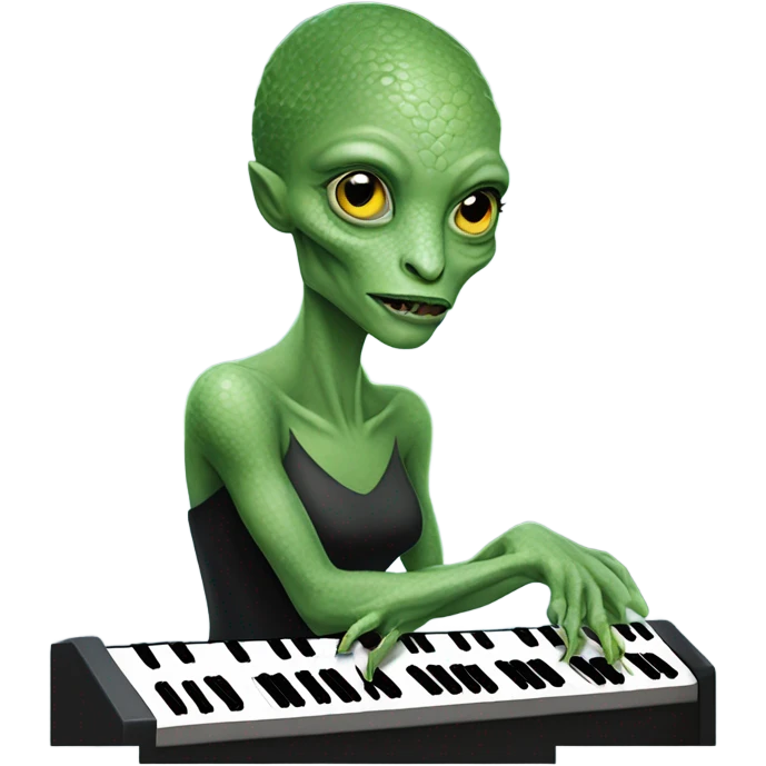 a Reptilian alien woman, play a piano emoji