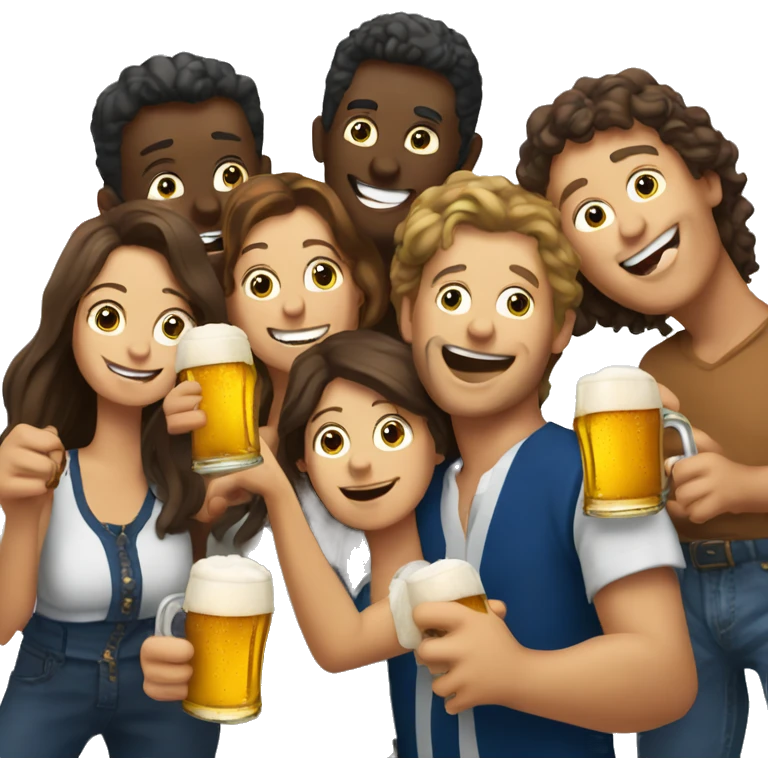 a group of friends of french people with beers emoji