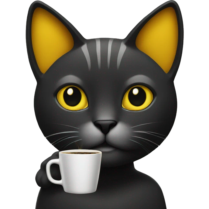 Cat drink to  coffee, Cat black and yellow cape emoji