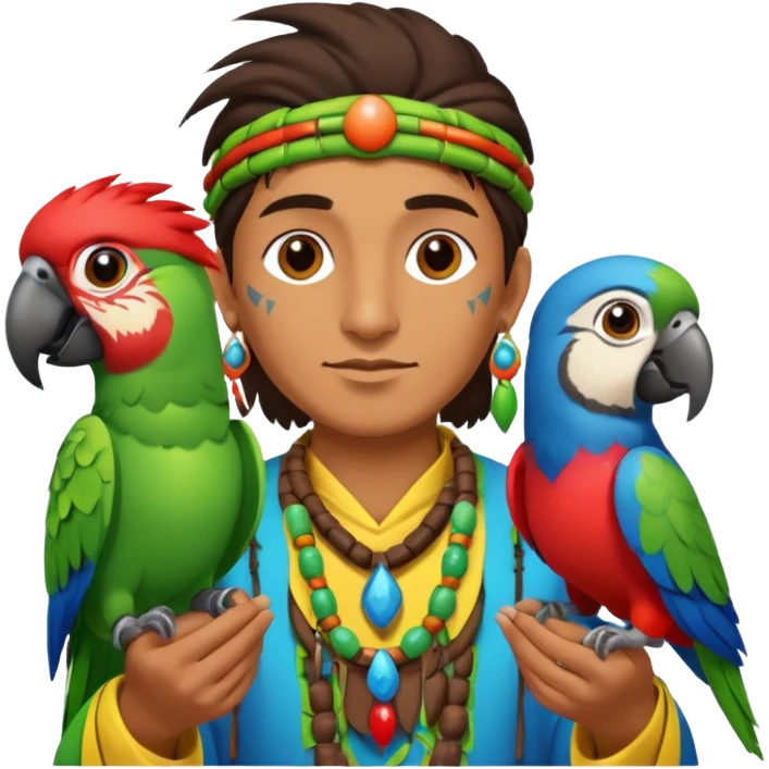 shaman hold a pet parrot emoji