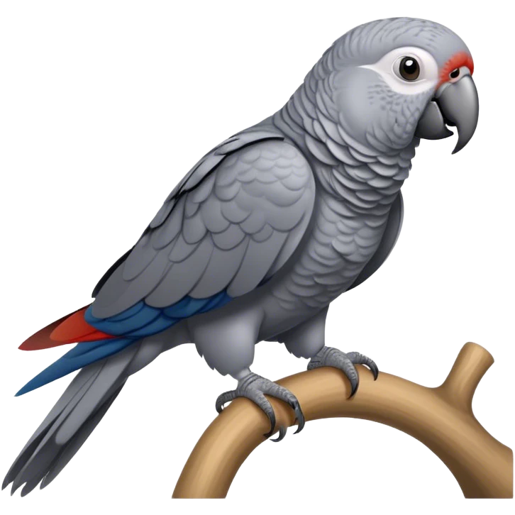 African gray parrot on a perch stand emoji