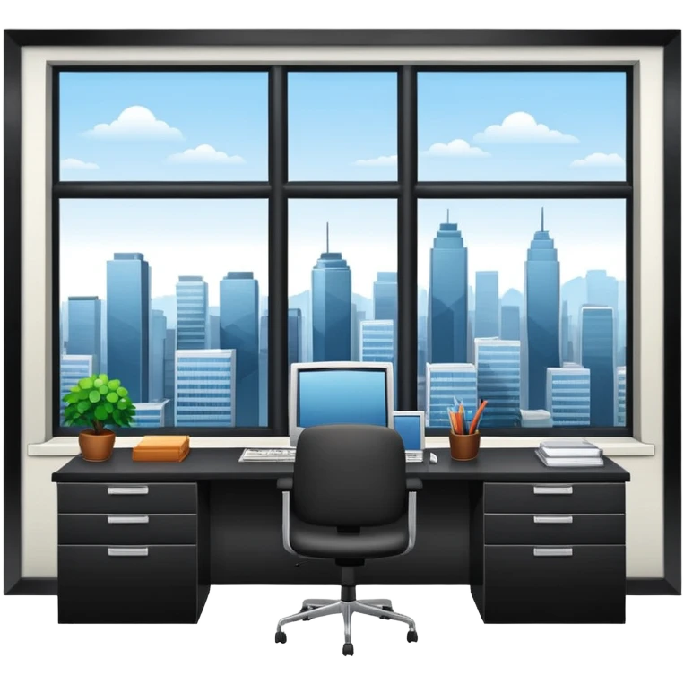 office with large windows and city view emoji