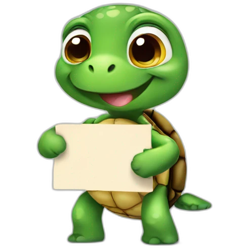 Cute turtle Holding a Sign emoji