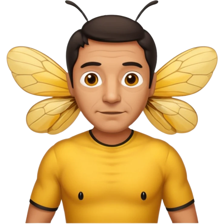 cabeza de señor mexicano, viejo, agregale un cuerpo de abeja, el pelo del señor hazlo oscuro,haz que el cuerpo sea de abeja y la acabeza del señor, cuerpo de abeja real emoji