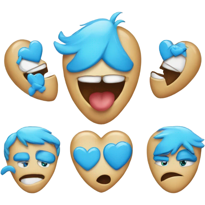 emoji da bacio con cuore azzurro  emoji