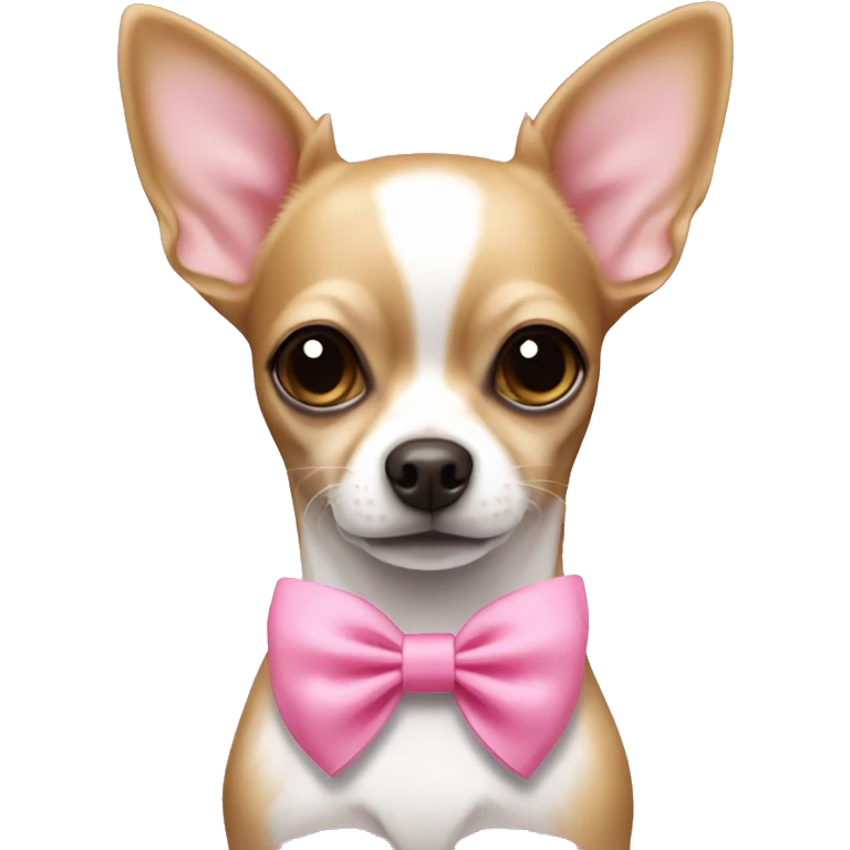 Light brown and white chihuahua with pink bow emoji