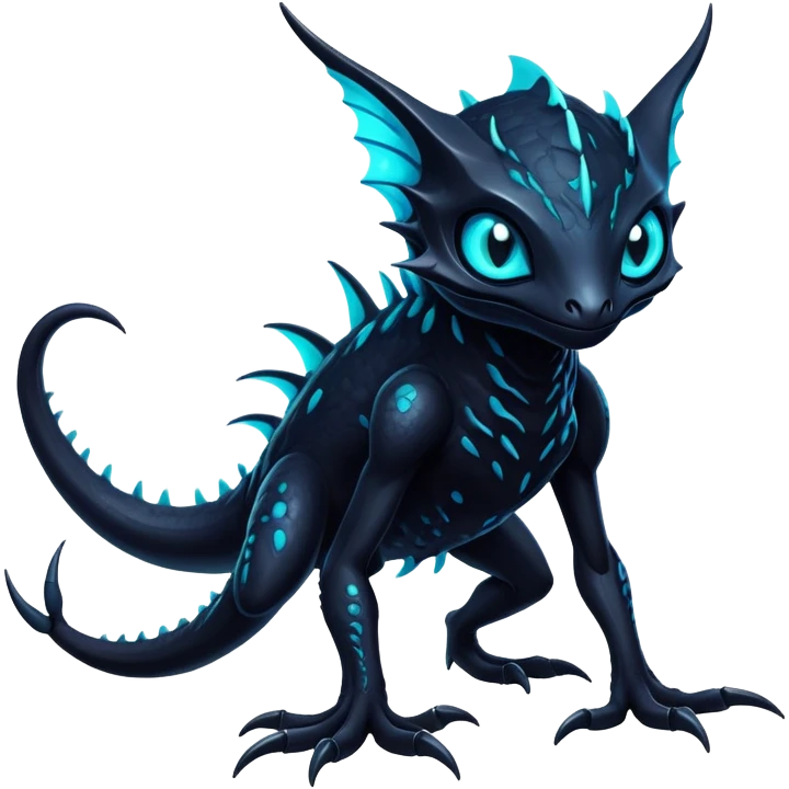 Black Dark Exotic Nocturnal Neon-glowing Abyssal Nightly Abyss-Fakémon-Creature emoji