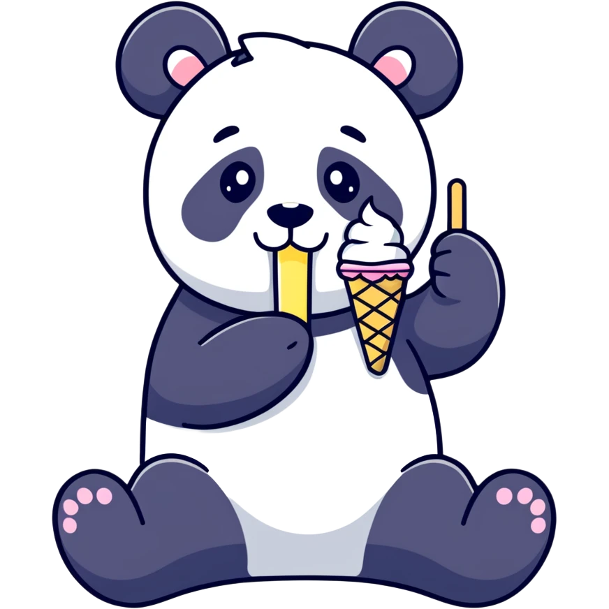 Panda eating ice cream emoji