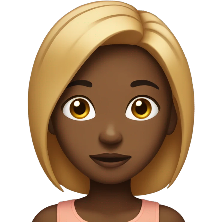 black caramel skin girl emoji with black short locks  shrugging  emoji