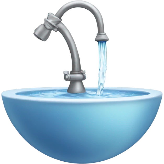 Water flowing from a faucet and a bowl emoji