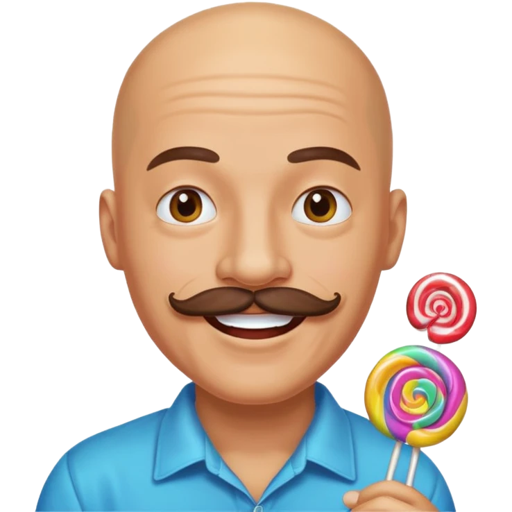 bald guy with a mustache made out of candy emoji