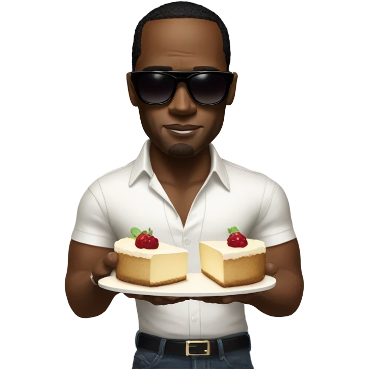 P Diddy holding a cheesecake wearing sunglasses  emoji