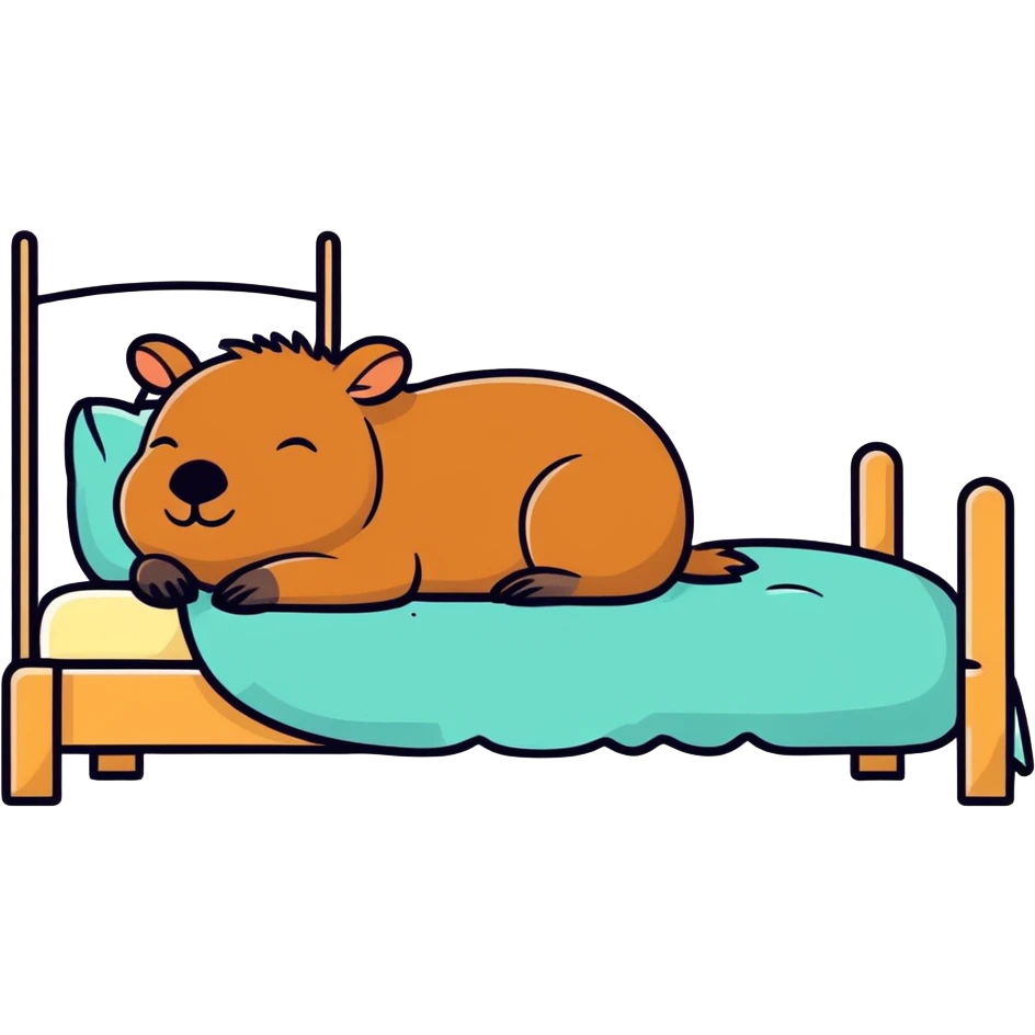 Adorable capybara sleeping in bed  emoji