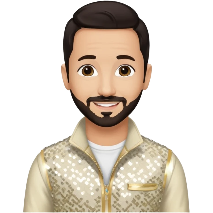 AJ McLean from Backstreet Boys with dark brown hair, ivory sequin outfit emoji
