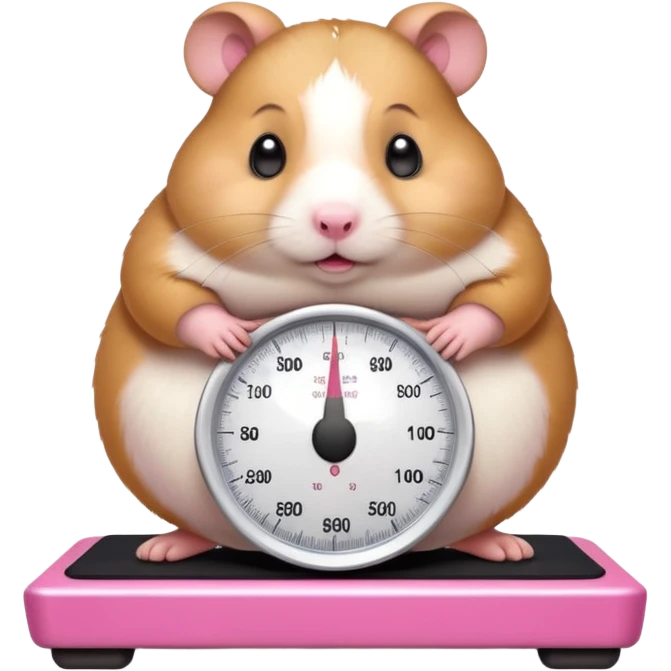 fat hamster big belly stepping on a broken scale looking guilty emoji